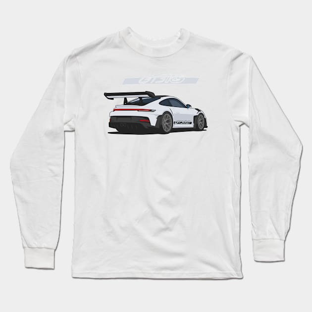 Rear car 911 gt3 rs light grey Long Sleeve T-Shirt by creative.z